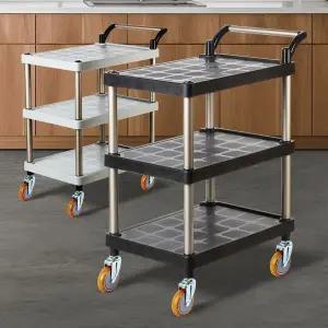 [오너클랜]플라스틱 PP 3단 중 와인바퀴 이동식웨건 주방 트롤리 이동식트레이