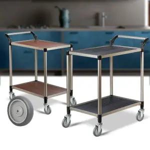 [오너클랜]월넛우드 2단 대 회색바퀴 주방웨건 이동식카트 웨곤 이동식트레이