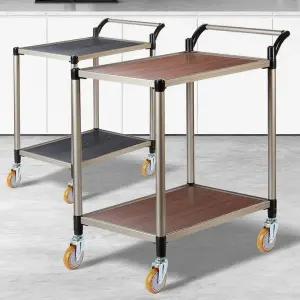 [오너클랜]월넛우드 2단 대 와인바퀴 다용도카트 주방트롤리 카 이동식트레이