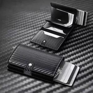 남성 자동 슬라이드 카드 지갑 사원증 교통카드 수납 반지갑