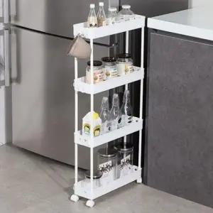 수납장 4단 이동식 틈새 선반 세탁실 미니 정리대