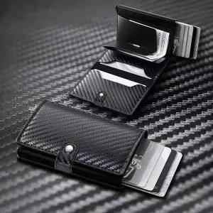 남성 자동 슬라이드 카드 지갑 사원증 교통카드 수납 반지갑