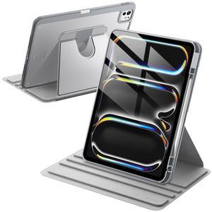펜슬 홀더, 360도 회전 보호 스탠드 커버 클리어 백(실버)이 있는 Pro 13인치 M5/M4(2025/2024) 전용 JETech 케이스
