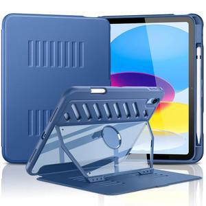 용 MoKo 케이스 (A16) 11세대 15인치 2025 / 10세대 10.9인치 2022 펜슬 홀더, [10개의 강한 자기 시야각] 전신 견고한 헤비 듀티 보호 케이스, 네이비 블루