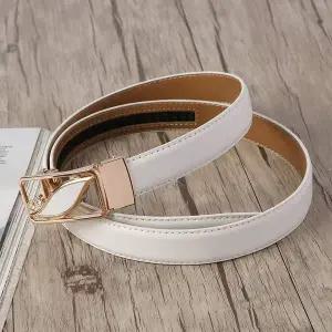 자동버클 소가죽 벨트 골드화이트 여성 캐주얼벨트