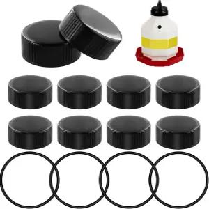플라스틱 가금류 급수기 교체 부품 키트 - 10개의 캡과 4개의 오링 밀러 리틀 자이언트 PPF 및 팜터프