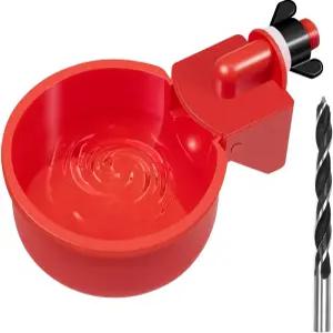 치킨 워터러 컵 4팩 가금류 LANARP 플로트 스타일 중력 시스템 급수기 키트 5갤런 장착 구멍 오프너 포함