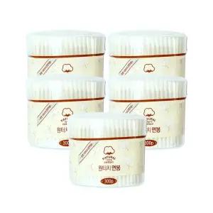 그린비 원터치면봉 300P 원통 5개 원통면봉 멸균면봉 아기면봉 화장 유아