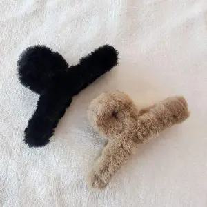 여자 대형 페이크퍼 집게핀 머리핀