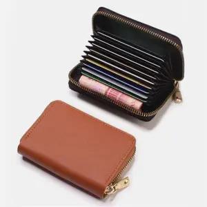 [셀러에이드]잔솔 가죽 카드지갑 지퍼 명함케이스 아코디언 파우치