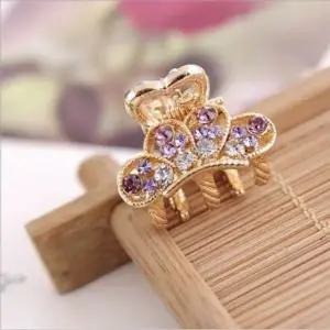 헤어 집게핀 퍼플 머리삔 바나나핀