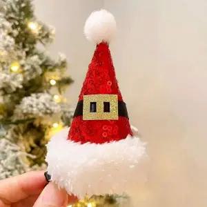 (별별창고) 산타 모자 헤어핀 크리스마스 헤어핀 집게핀 산타 버클