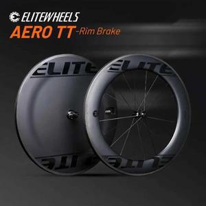 ELITEWHEELS 탄소 섬유 AERO-TT 휠트라이애슬론 V 브레이크 튜브리스 클린처 TT