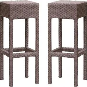크리스토퍼 나이트 홈 밀턴 아웃도어 위커 백리스 바 스툴 2개 세트 다크 브라운