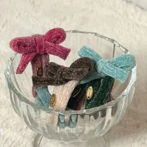 코듀로이 리본머리핀 여아집게핀 앞머리고정핀 여성 헤어핀