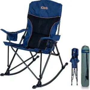 클림 패딩 접이식 흔들의자 헤비 듀티 캠핑 파티오 현관 뒷마당 잔디밭 발코니 로커 캐리백 포함 실내 야외