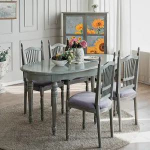 루이 4인용식탁 원목테이블 바이올렛 엔틱블루