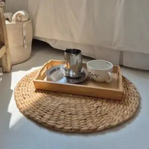 ( )여름 거실 주방 라탄 원형 카페트 매트 일반 50cm