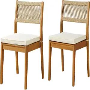 파티오 다이닝 의자 - 페이드 방지 쿠션이 있는 내후성 스태커블 야외 2종 세트 데크 현관 또는 선룸용