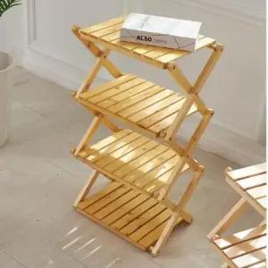 4단우드쉘프 접이식 우드쉘프 4단 캠핑선반 소나무 원목선반