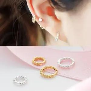 여성 (낱개 판매) (실버) 버블 미니멀링 귀걸이(Small Gold)