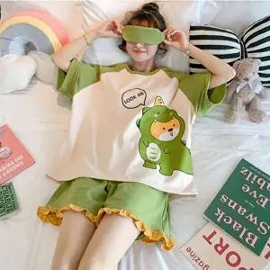 공룡탈 여성 홈웨어 반팔 반바지 여자 여름 잠옷 세트 여성잠옷 여자잠옷 (HSJ-WFIXXL8)
