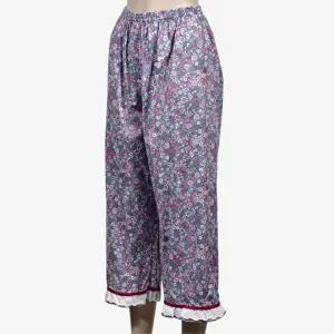 여성 꽃나염 레이스 9부 파자마 바지 (HSJ-WF2F3FA)