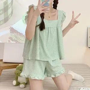 여자여름잠옷 위아래 한번세트 파자마파티 홈웨어 룩 (HSJ-WC5889A)