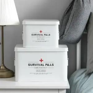 화이트 철제 비상 케이스 상자 약통 구급약 보관함 모던