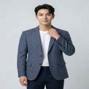 [오스틴리드]블루 울 모달 혼방 멀티 체크 자켓_A1KF1308_1