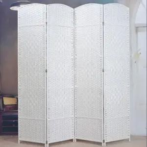 인테리어파티션 비타리토 라탄 오픈형 4단 파티션 화이트 180cmx200cm