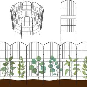 키마조 32.5인치 H x 10피트 L 높이의 장식용 정원 울타리 - 7팩 개를 위한 방청 금속 와이어 패널 테두리