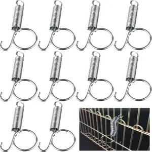 토끼 개 고양이 앵무새 기니피그 JSM 애완동물 케이지 도어(10팩)를 고정하는 스프링 후크 금속 핑거