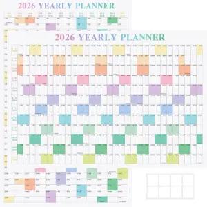 24인치 x 36인치 엑셀루이스 2026 월 캘린더 접힌 대형 종이 연간 플래너 12개월 2026년 1월부터 12월까지