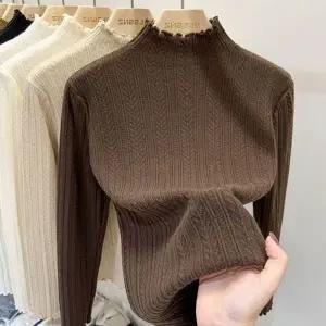 니트 여성 가을 티 프릴 하프넥 슬림핏 봄 겨울 스웨터 반목 [PP251]