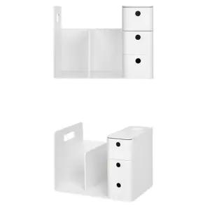 필기구 수납식 3단 서랍 책꽂이 28.7x21cm 1개 WH