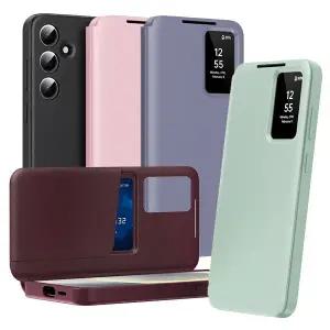 갤럭시퀀텀6 A56 스마트뷰 카드 케이스 슬림 가죽 하드 핸드폰 커버 A566