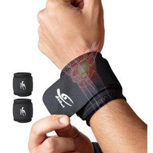 HiRui 2팩 손목 압박 스트랩 u2013 듀얼 u2011레이어 손목 보호대, 건염, 손목 터널, 관절염 u2013 조절 가능한 손목 랩으로 피트니스, 운동 및 일상적인 사용을 지원합니다(블랙)