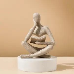 린젠 스타일-베이지 홈 에스테틱 스터디 와인 캐비닛을 위한 창의적 추상 사상가 북엔드 - 스타일리시한