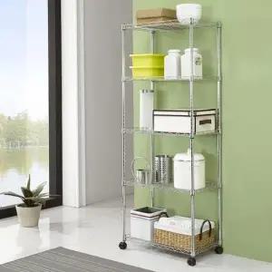 다용도수납장 메탈선반 600 5단 바퀴달린수납장 선반 이동식 트롤리