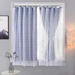 신축봉 창문 도어 행거 가리개 이중 망사 커튼 행거가리개