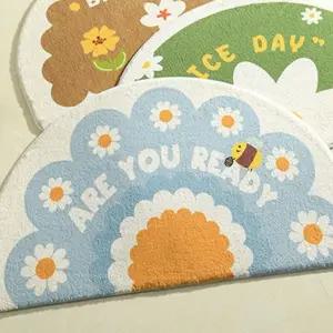 (튼튼)극세사 뽀송 플라워 발매트물기흡수 미끄럼방지 캐릭터 규조토 욕실 빨아쓰는 화장실 주방 논슬립 동