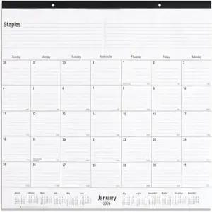 스테이플스 2026년 21.75인치 x 17인치 월간 책상 패드 캘린더 화이트 /블랙 (ST12951-26)