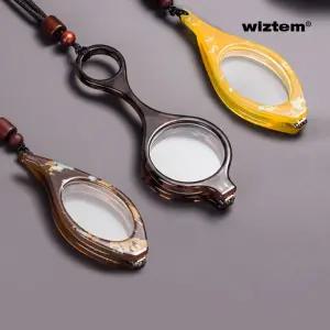 (튼튼)위즈템 휴대용 돋보기목걸이 접이식 패션 루페 +2.00 실험도구 미니 인쇄 실버선물 어르신 과학교구