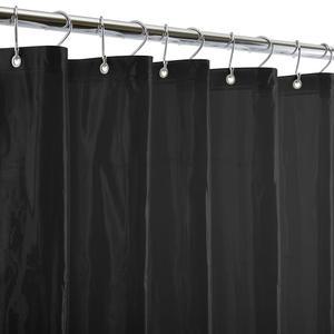 배스 블리스 헤비 샤워 커튼 라이너 12 방청 금속 그로밋 3 가중 밑단 블랙