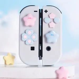 조이콘하우징 귀여운 예쁜 감성 스타 사랑 실리콘 D 패드 크로스 버튼 ABXY 키 스티커 스킨 케이스 스위치