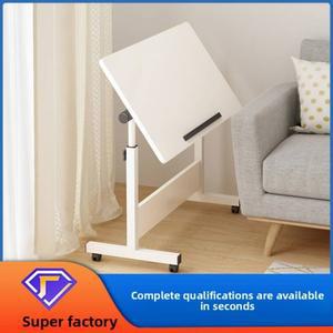 접이식 테이블 스탠딩 사무실 롤러가 있는 노트북 이동식 책상 작은 옆 컴퓨터 침대 리프팅 간단한