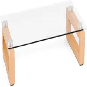 YUWEX 다목적 데스크톱 스탠드 천연 목재 베이스가 있는 투명 부유식 컴퓨터 모니터 라이저 프린터 노트북