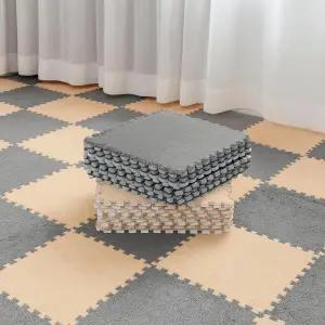 플루트산 15개 겨울 플러시 퍼즐 폼 바닥 매트 연동 카펫 타일 미끄럼 방지 부드러운 따뜻한 사각형 EVA