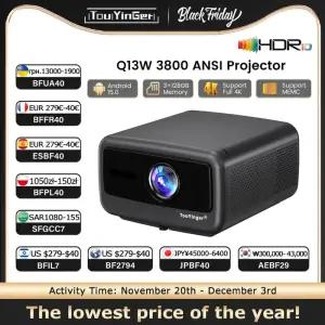빔프로젝터 투잉어 Q13W 3800ANSI 풀 HD 4K 디코더 안드로이드 15 MEMC 스마트 TV 홈시어터 밀폐형 프로젝
